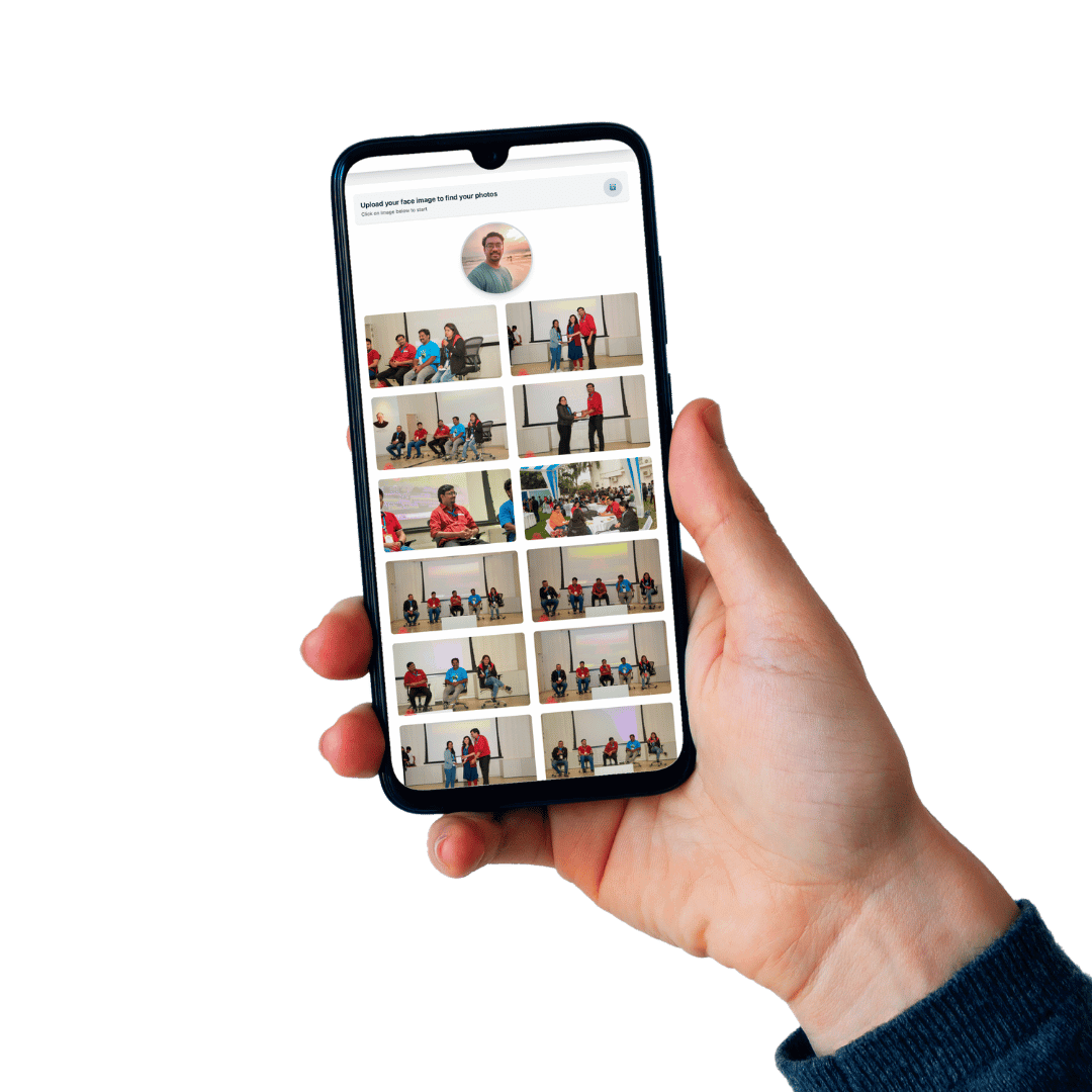 Show My Pics gallery — upload your face to instantly find your event photos